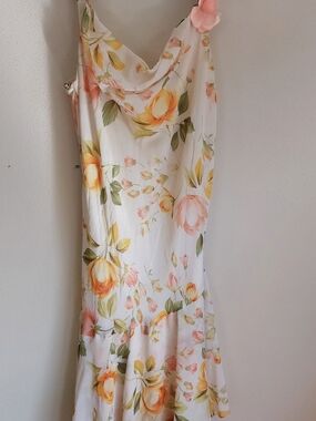 Ruby Rox White Maxi Slip Dress with Yellow & Pink Floral Print